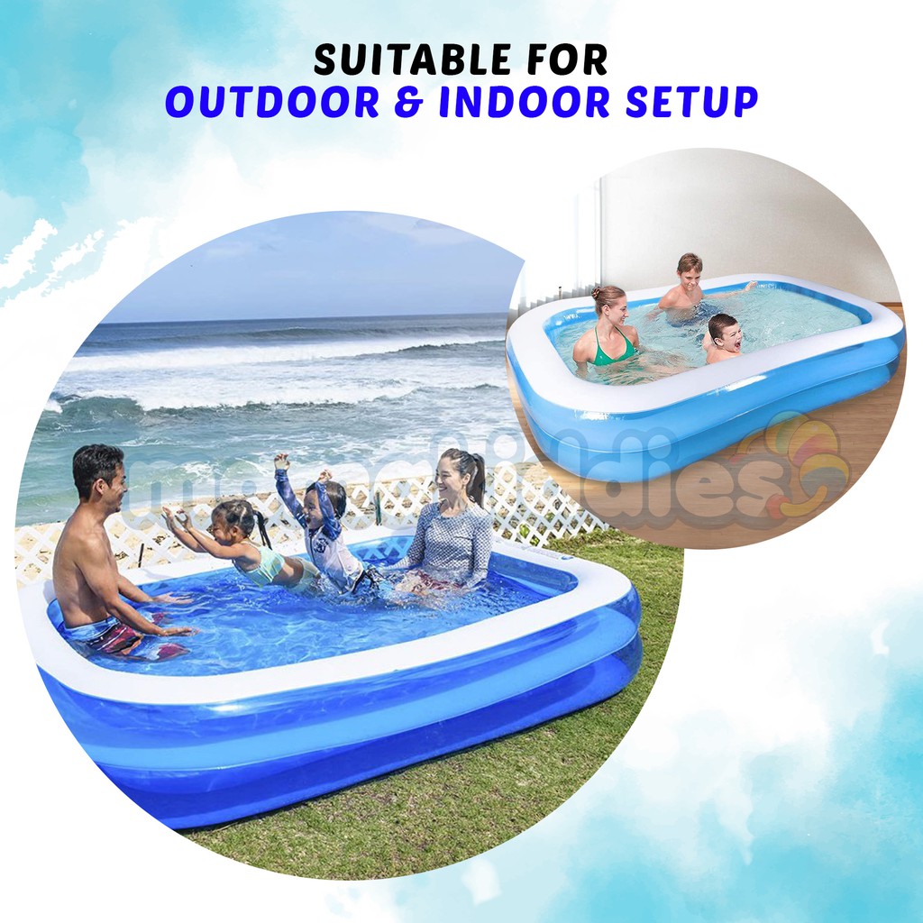 200 262 305CM Swimming Pool 2 Ring Inflatable Swimming Pool kids Family Swimming Pool kolam Renang Budak Kolam Budak Shopee Malaysia