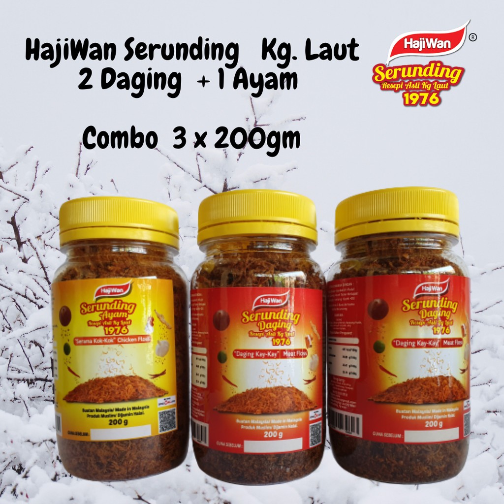 HajiWan Serunding Kampung Laut (Combo 2 Daging + 1 Ayam), Meat Floss ...