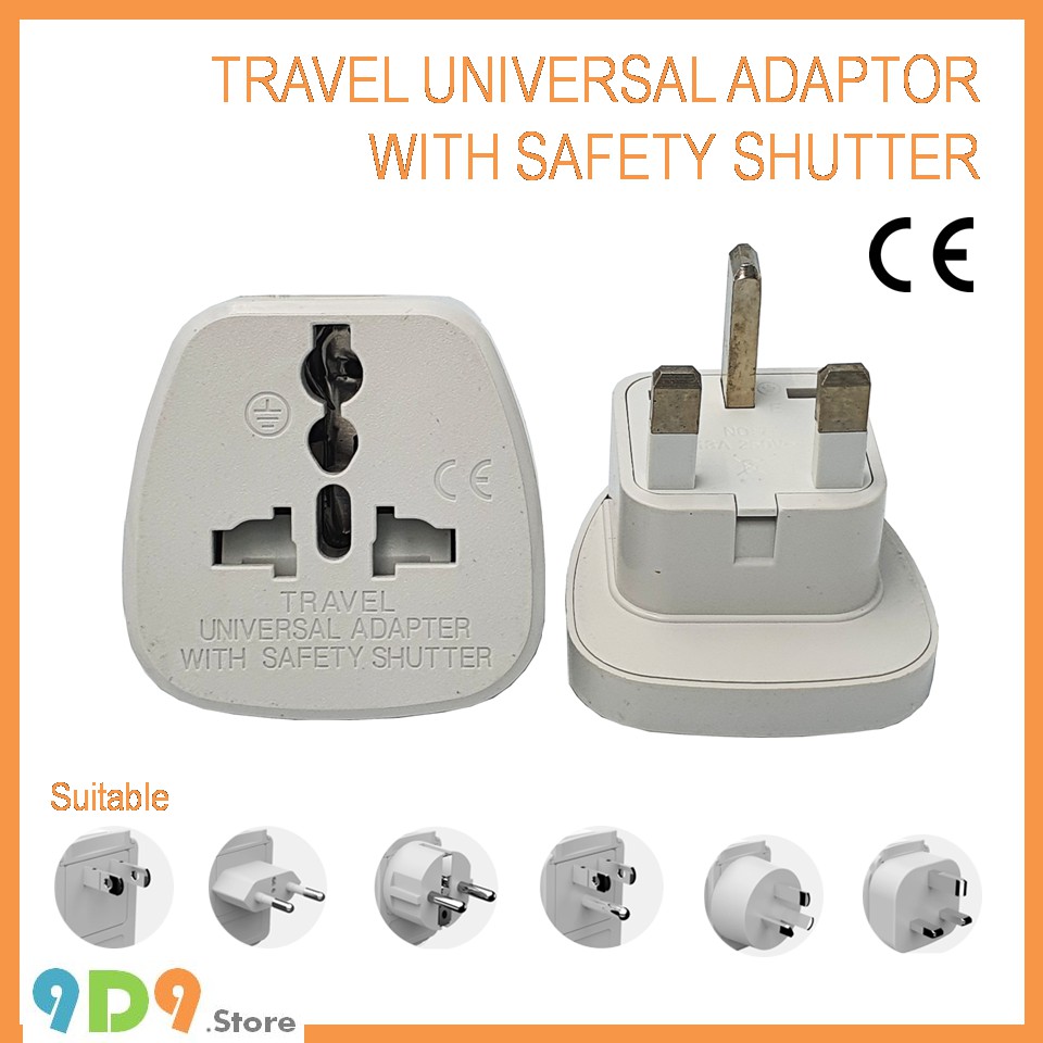 UK 3pin Universal Multi Adaptor - Travel plug converter adaptor (white ...