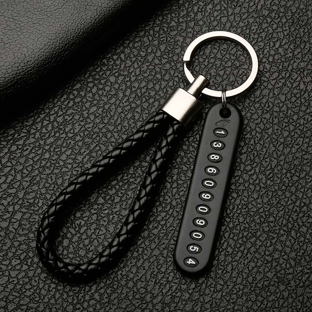 MOOGU Anti-lost Phone Number Plate Keychain Pendant Keyring Car Key ...