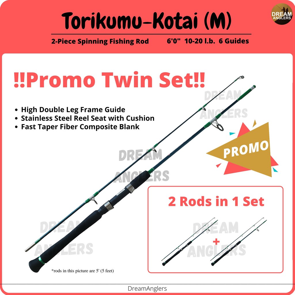 Twin Set] Torikumu-Kotai M 10-20lb 6 Feet Kaki 2-Piece Spinning Fishing Rod  (Medium)