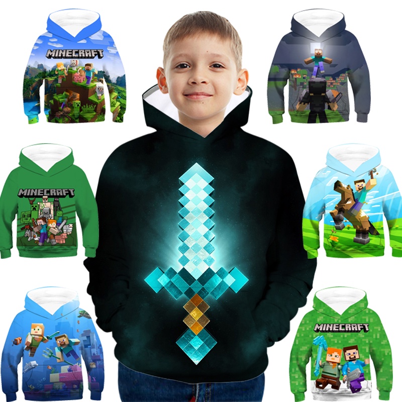 Kids Autumn Winter Hoodie Minecraft Sweater Print Game Jacket Child Top Fashion Casual Children s Clothing Shopee Malaysia