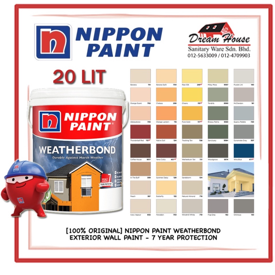 18L/20L NIPPON PAINT Weatherbond Exterior Paint/Cat Luar/Cat Rumah /Cat
