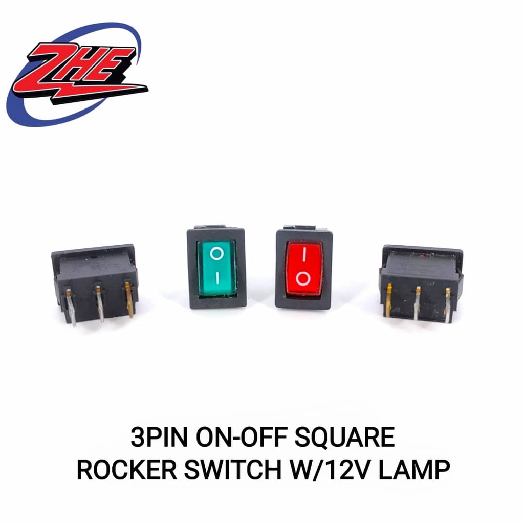 3 PIN RED & GREEN LIGHT ILLUMINATED ON/OFF ROCKER SWITCH WITH 12V LAMP ...