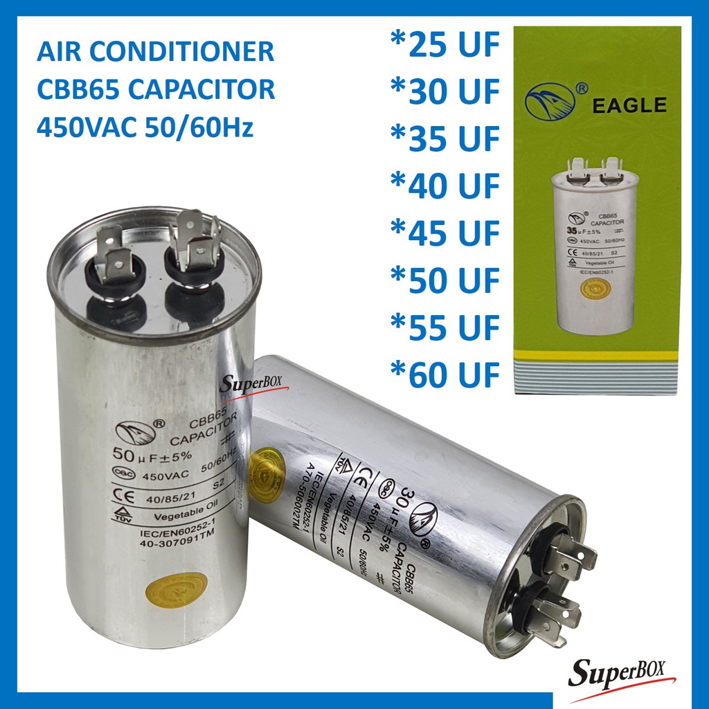 CBB65 Eagle Air Cond Aircond Air Condition Kapasitor Capacitor 450VAC