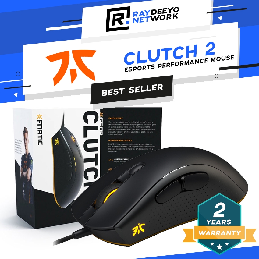 Fnatic Gear Clutch 2 RGB Gaming Mouse [Rubber Side Grip/1000HZ Polling ...