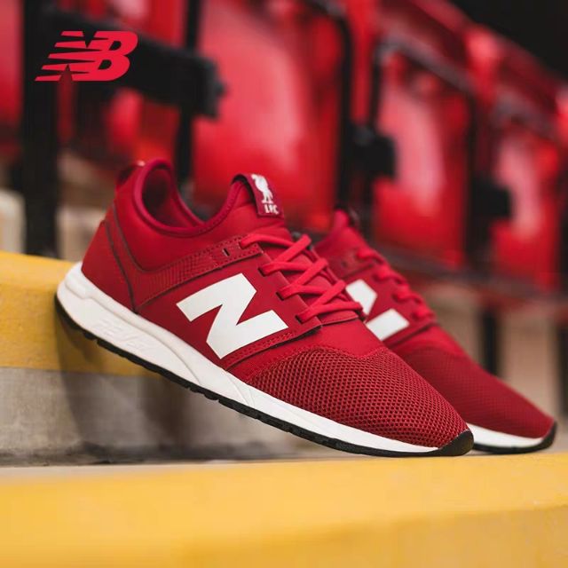 New balance running shoes red hot sale