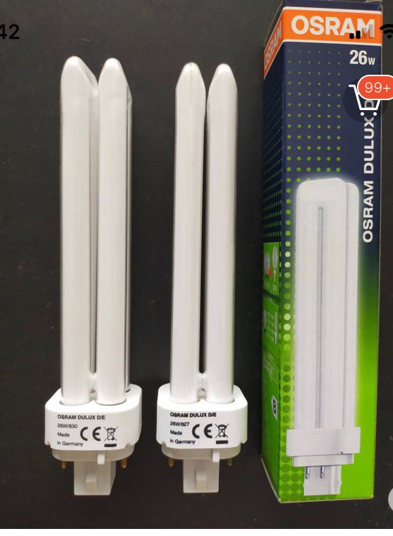 Osram Dulux D/E 26W/827 830 4Pin G24-Q Plc 4Pin Lumilux Interna/Warm White  (Made In Germany) Compact Fluorescent Lamp | Shopee Malaysia