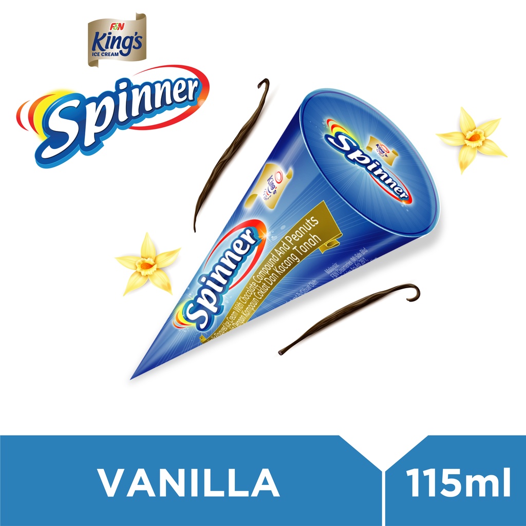 King's Spinner Vanilla Cone Ice Cream (20 Cones, 115ml Each) Shopee