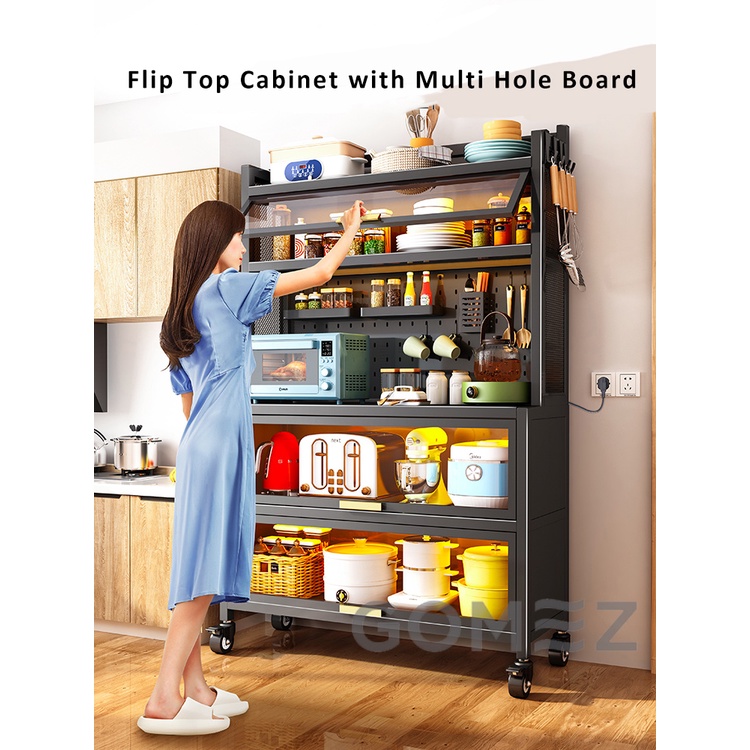 Storage Cabinet with Worktop and flip top door/Kitchen Rack/Living Room ...