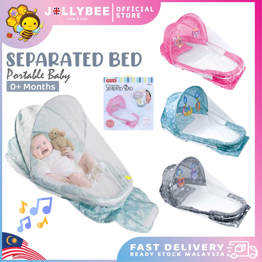 Jollybee iBaby Portable Baby Infant Light Music Separated Bed with Mosquito  Net For Home Travel Use