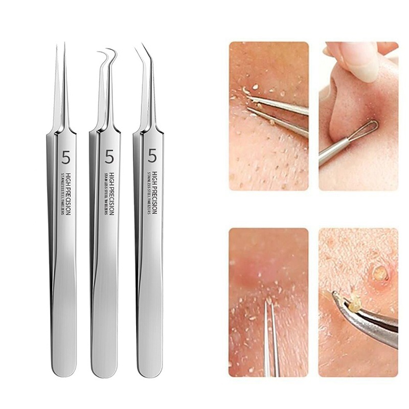 Face Cleanser Tool Pimple Kit Set Acne Blackhead Removal Needle Tweezer ...