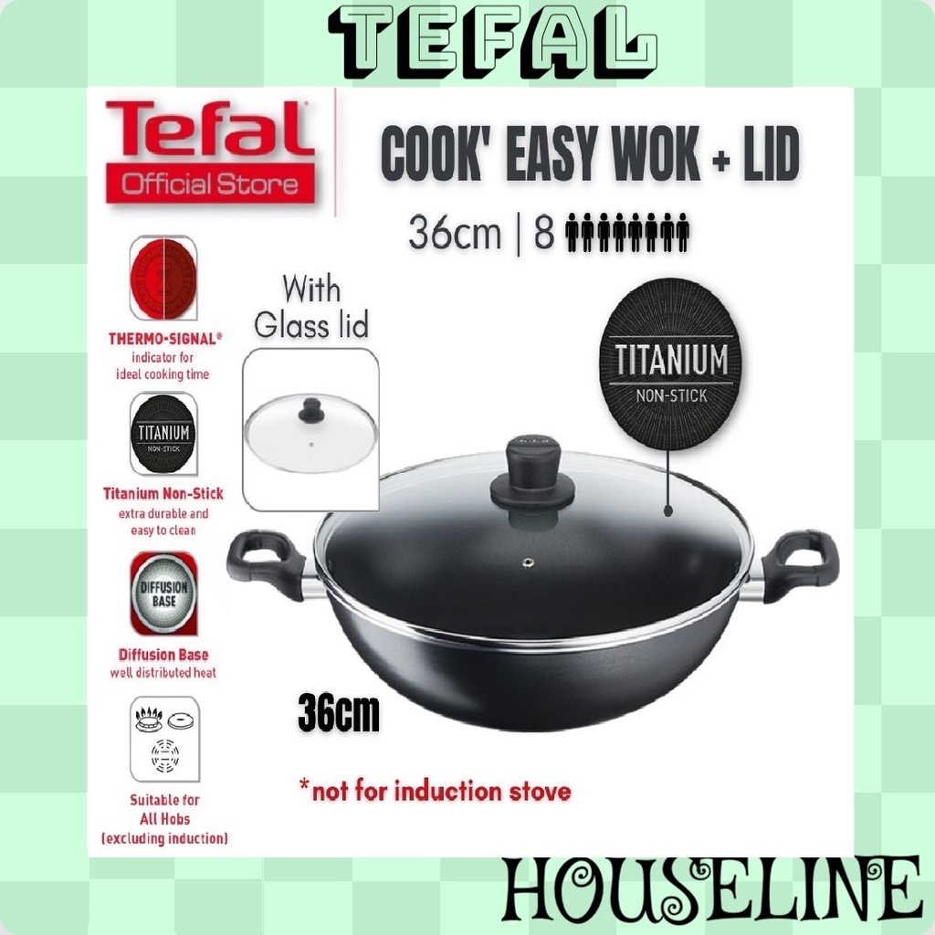 (5.5 SALES!!) Tefal/ASD Cook Easy 36cm/40cm Non Stick Wok with Glass or