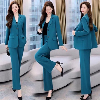Plaid Suit Two Piece Set Women Fall Fashion Korean Slim Blazer Jacket And  Pant Suit Office Lady