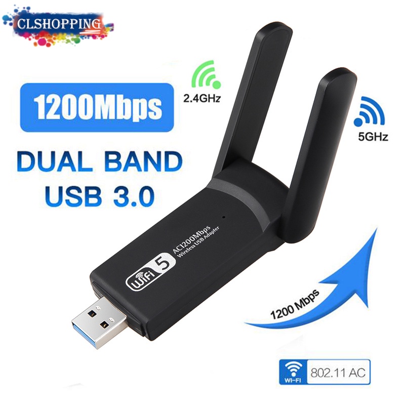 2.4G 5G 1200Mbps Usb Draadloze Netwerkkaart Dongle Antenne Ap Wifi Dual ...