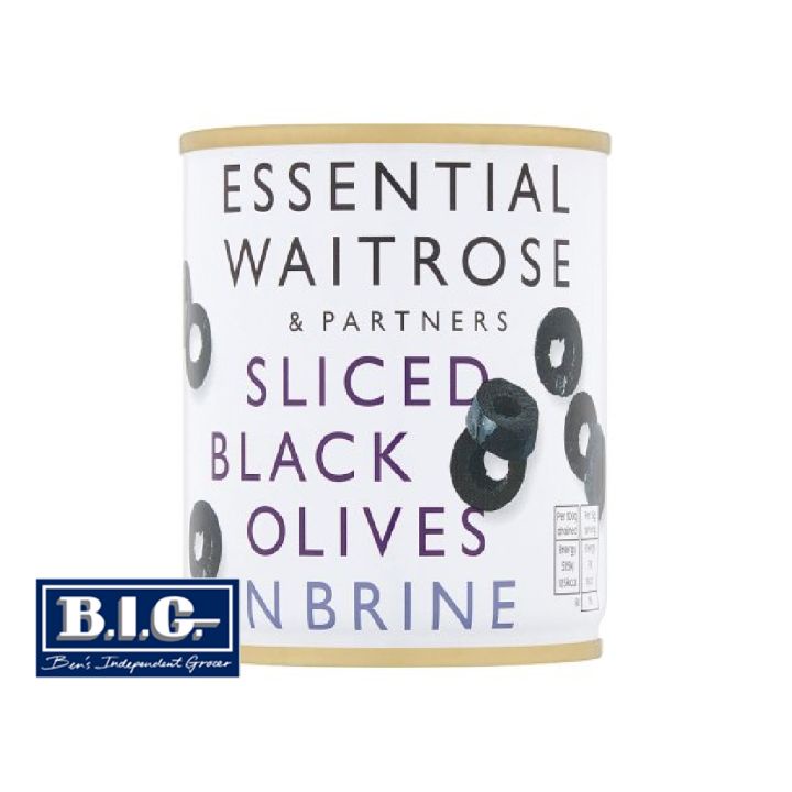 Waitrose Essential Sliced Black Olives in Brine 200g (EXP Oct 2023