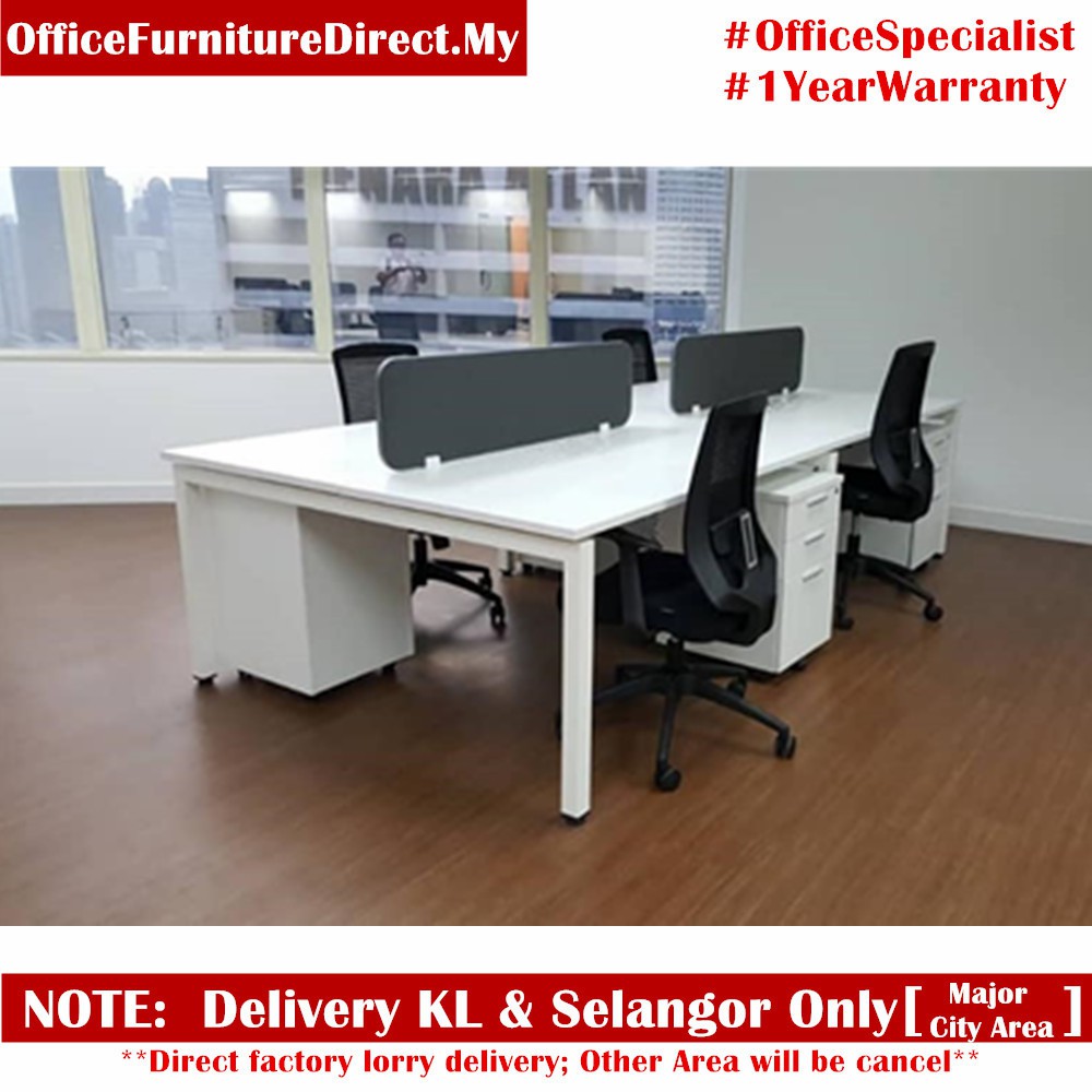 4 Seater Workstation White Office Table (without drawer) Cubicle ...