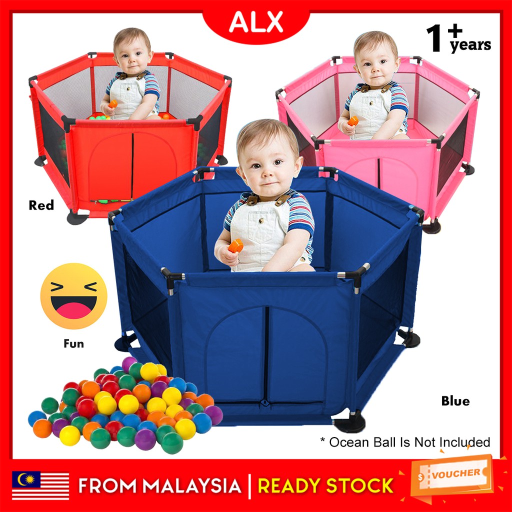 ALX [ CLEAR STOCK ] Baby Playpen Foldable Tent House Indoor Outdoor ...