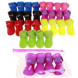 12 Pieces Waterproof Dog Boots Shoes Puppy Candy Colors Non-Slip Rain Shoes  Pet Boots for Snow Rain Day Middle and Small Dogs