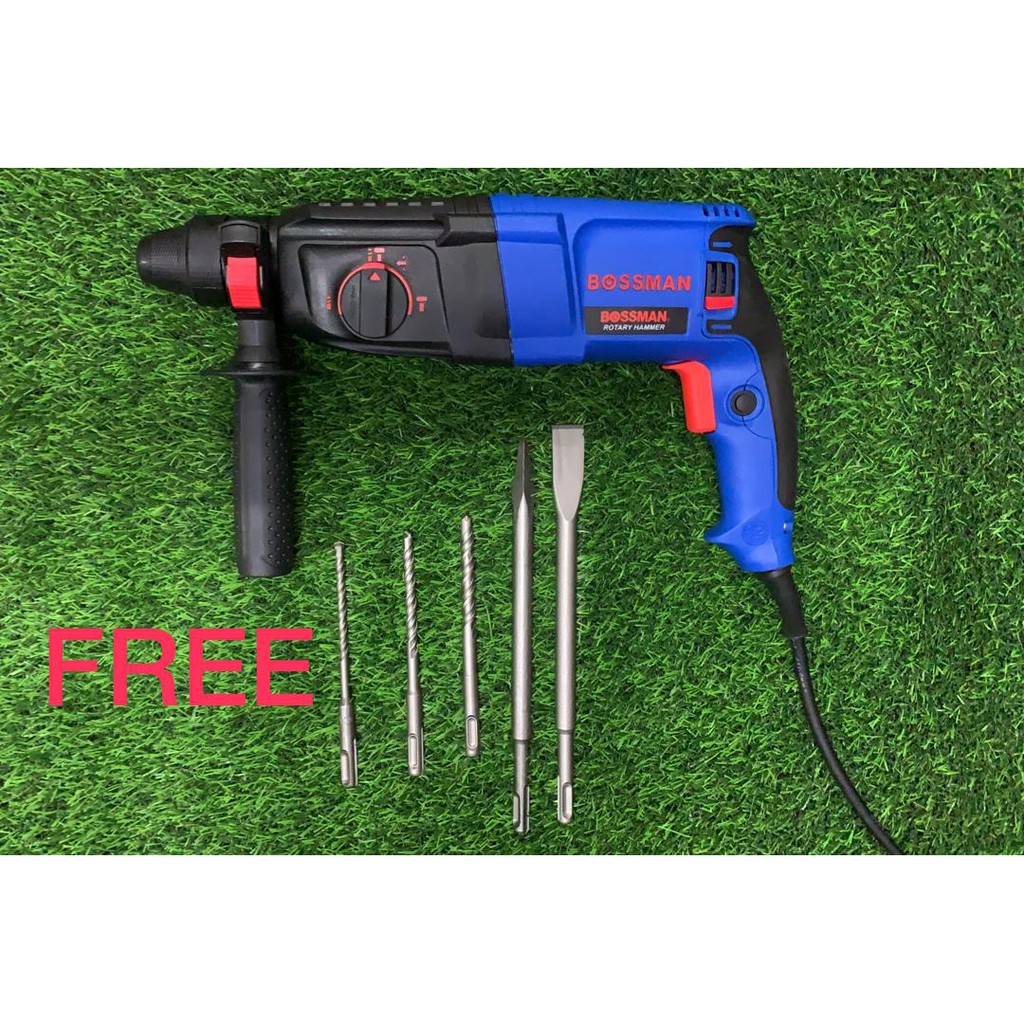 READY STOCK BOSSMAN BGBH 226 3in1 Rotary Hammer Drill 900Watt FOC Chisel Gerudi hacker tebuk Dinding Simen Konkrit Shopee Malaysia