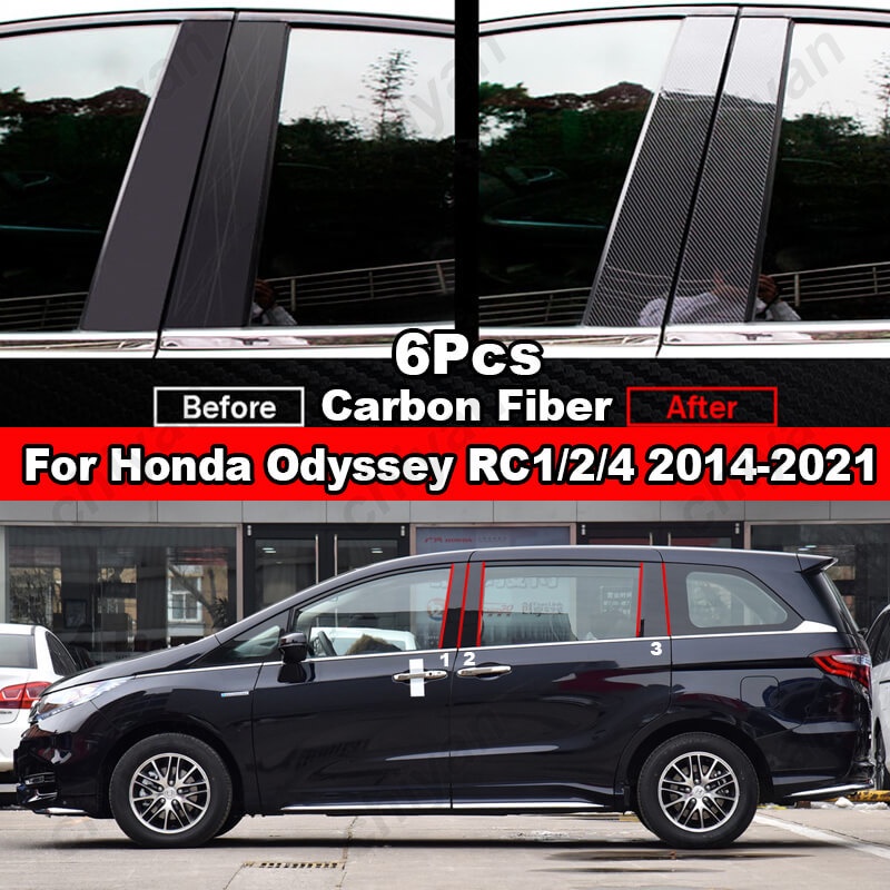 6Pcs Carbon Fiber Black Car Door Window Center Column BC Pillar Post ...