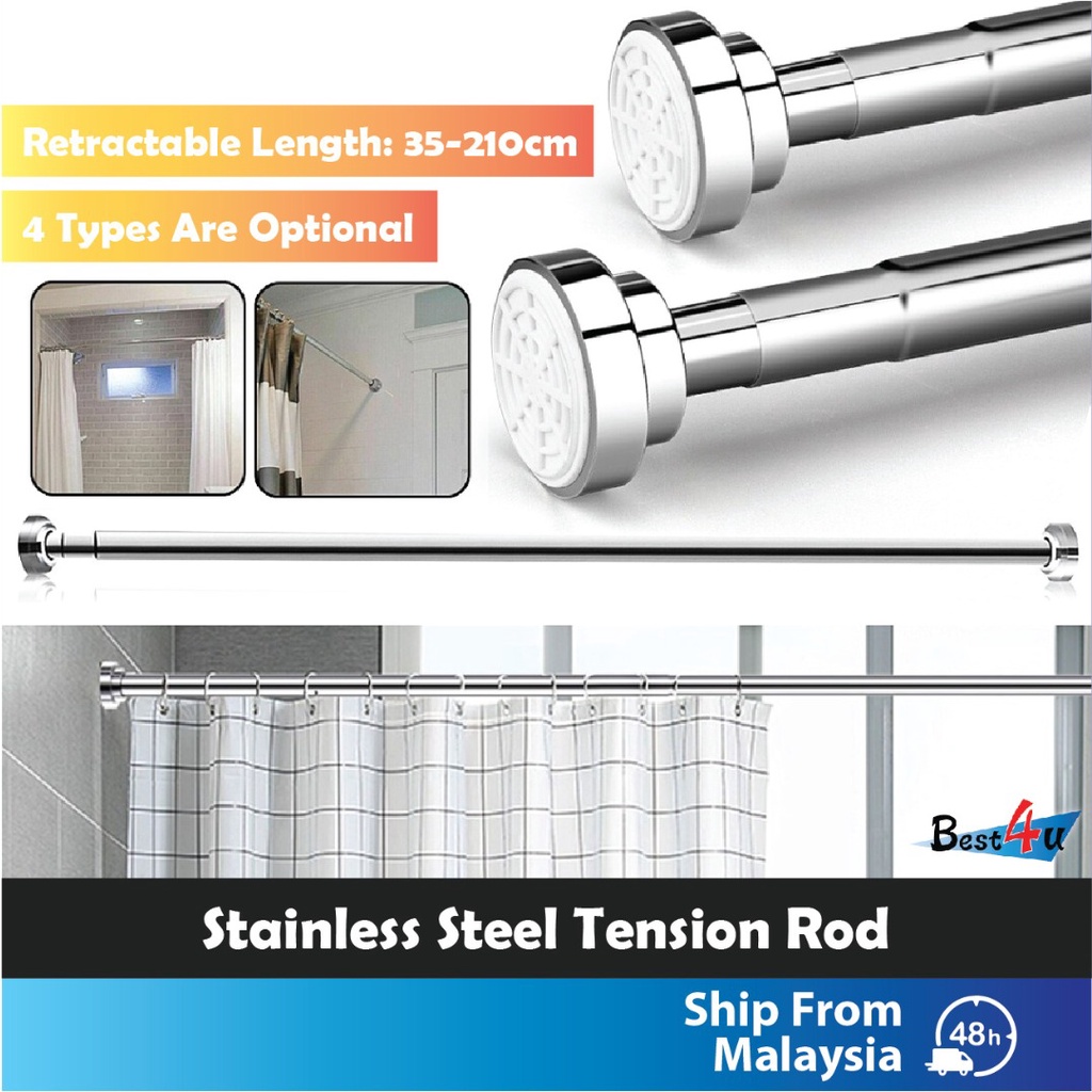 BEST4U Stainless Steel Telescopic Adjustable Retraceable Curtain Rod ...