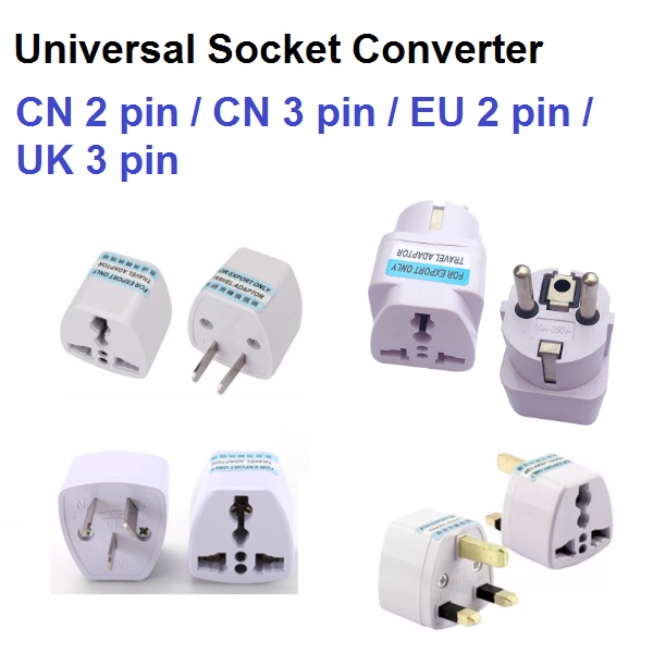 Universal Socket Plug Converter Adapter Travel Adaptor UK 3 Pin / US 2 ...