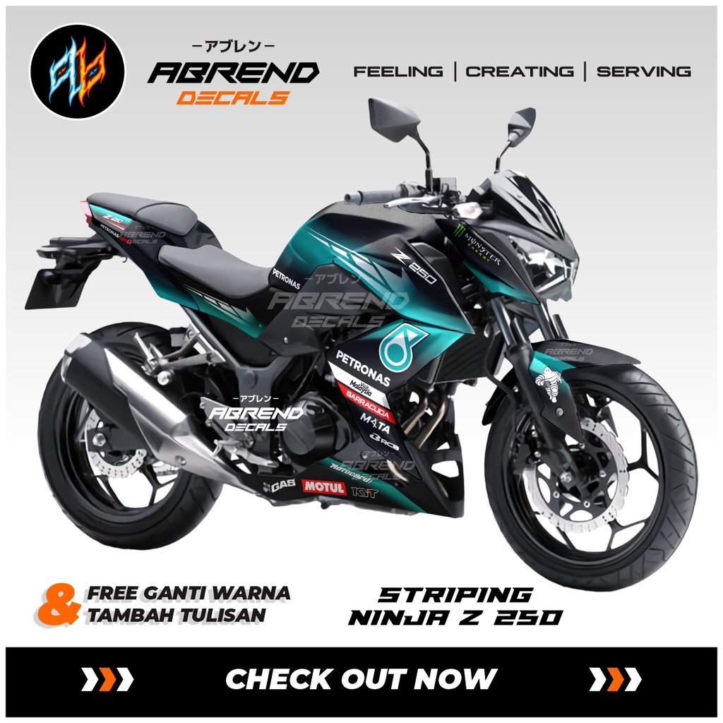 Ninja Z 250 Petronas Striping Decal Kawasaki Ninja Z250