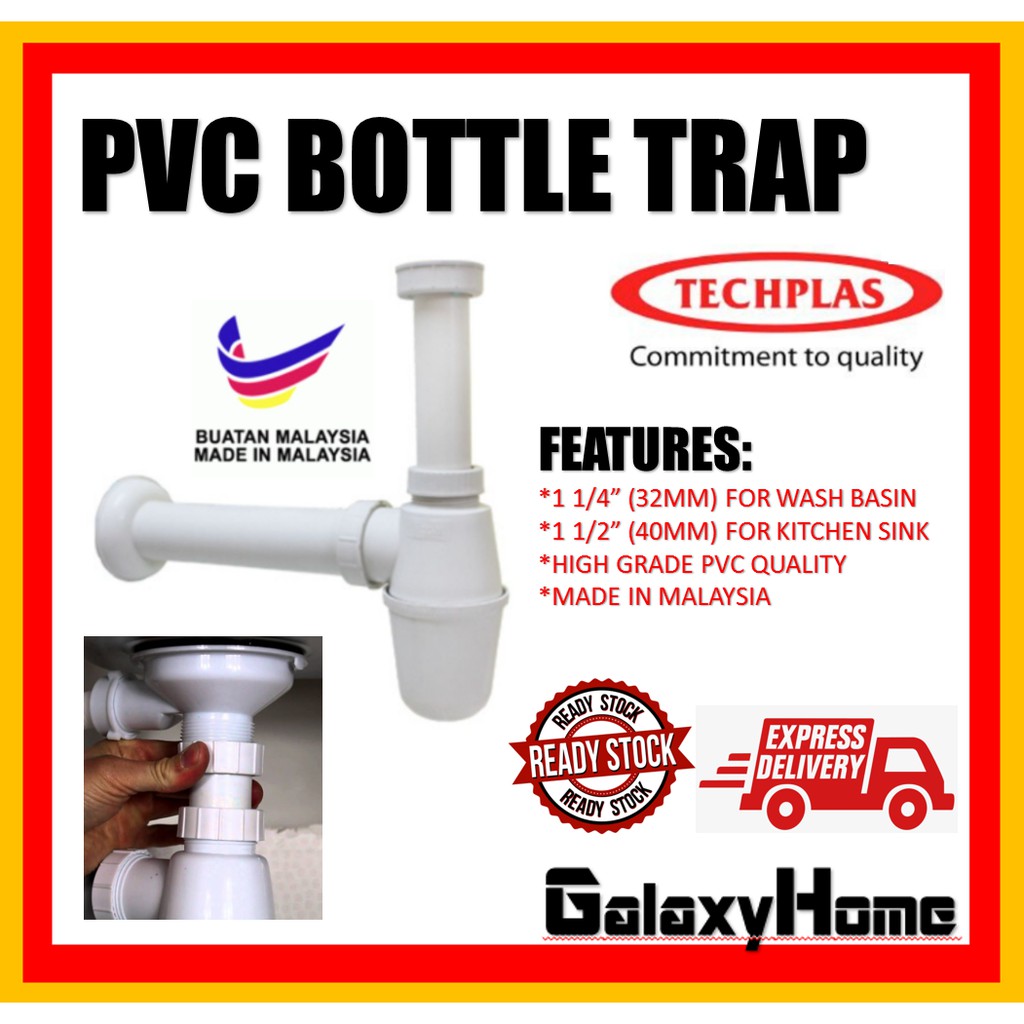 Techplas [32mm / 40mm] PVC [SINK / BASIN] BOTTLE TRAP AND WASTE ...