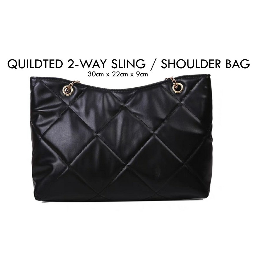 Ready Stock In Malaysia QUILTED SLING BAG chain adjustable strap