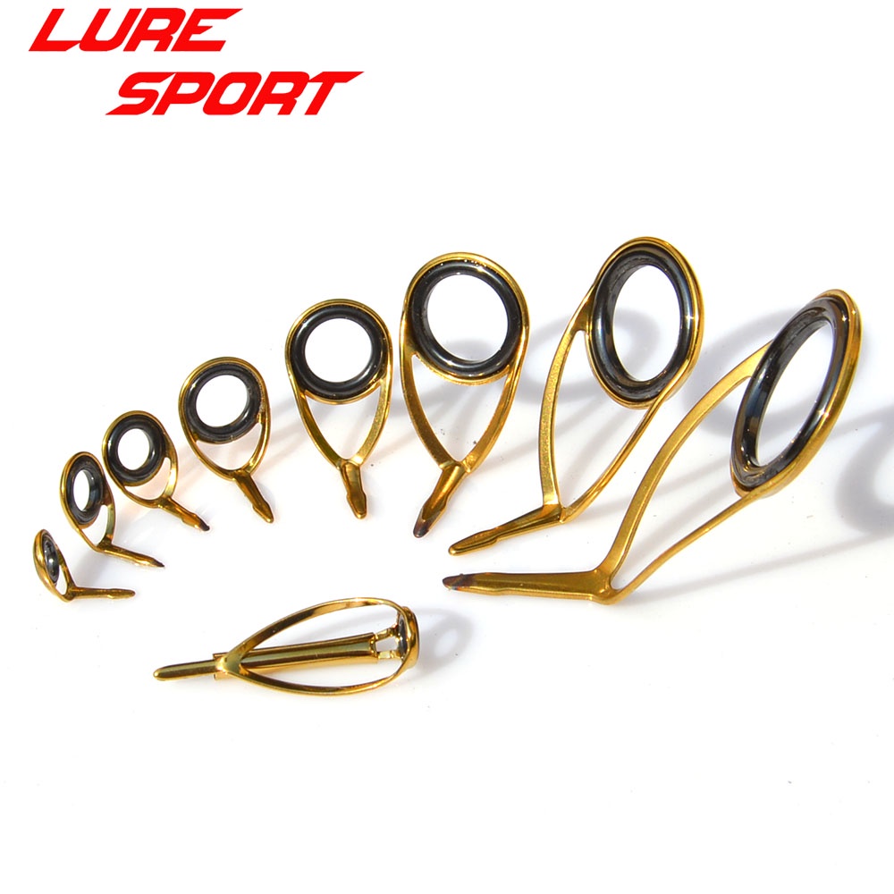 Titanium Frame Guide And Top Set Rainbow Ring 9pcs Spin Guides Set Rod Building