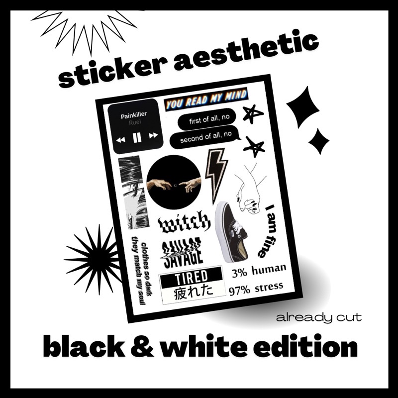 Anti Water AESTHETIC Stickers Already Cut BLACK EDITION by 777stickers ...