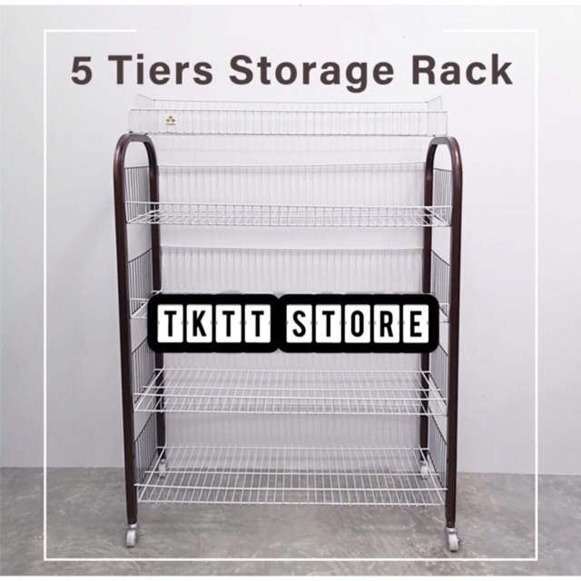 TKTT 3V 5 Tiers Bakery Rack Powder Coated Multi Rack Kitchen Dishes ...
