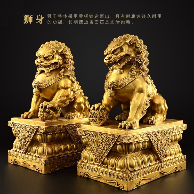 Ready Stock/现货】Copper Lion Decoration 开光铜狮子摆件公母雌雄一