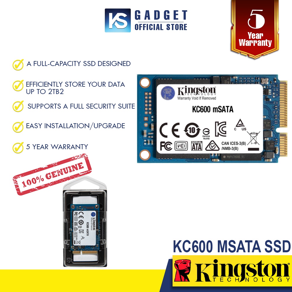 KINGSTON KC600 MSATA SSD ( 250GB / 512GB / 1024G ) Up to 550MB/s read