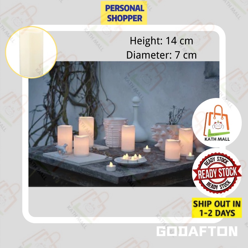 IKEA GODAFTON LED block candle, in/outdoor, battery-operated/natural14 ...