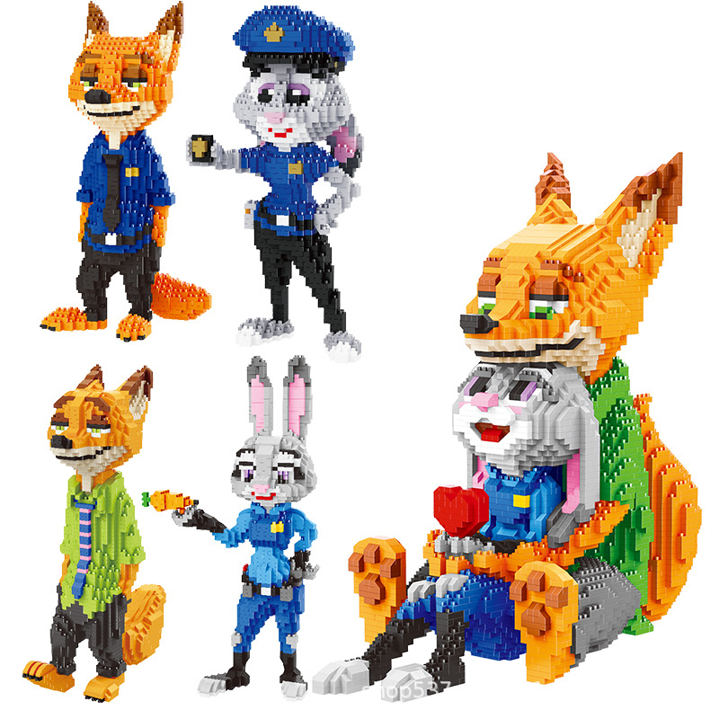 Mini Blocks Cartoon Zootopia Auction Figures Fox and Rabbit Model Anime ...