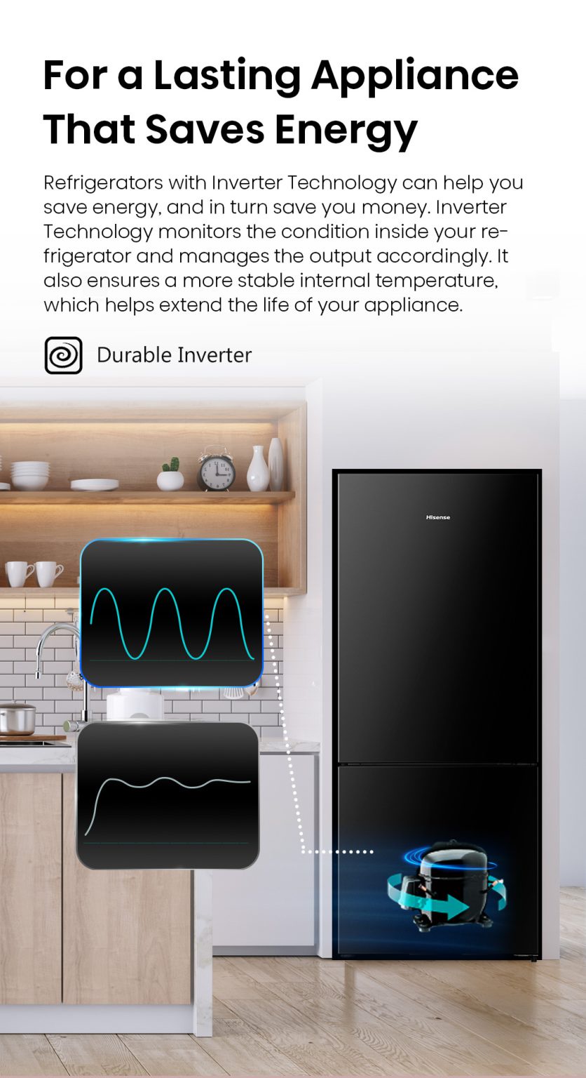 Hisense Refrigerator 2 Door Inverter 510L Fridge Bottom Mount Freezer ...