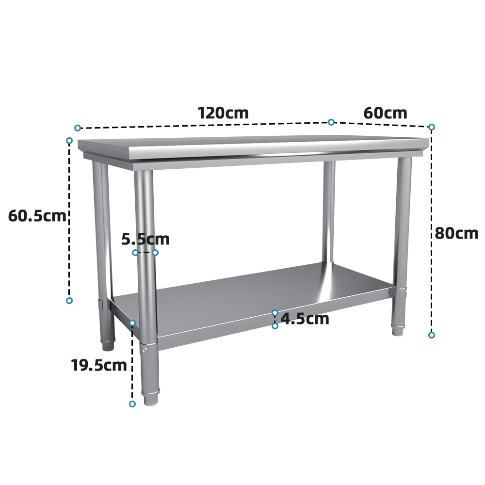 60/80/100/120cm Stainless Steel Kitchen Working Table Chopping Cook ...