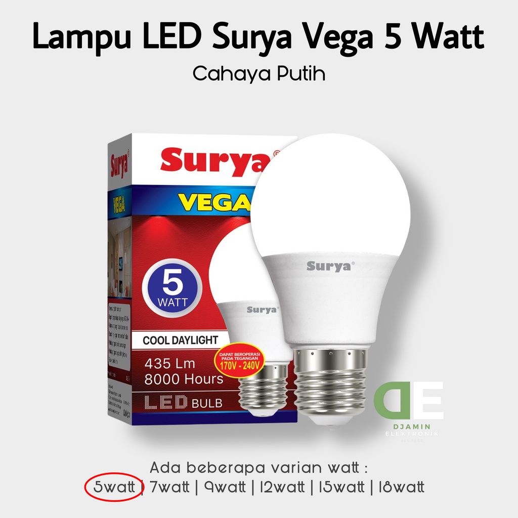 [ 5 Watt ] Vega 5W Solar LED Light Bulb BRIGHT DURABLE SAVING Shopee
