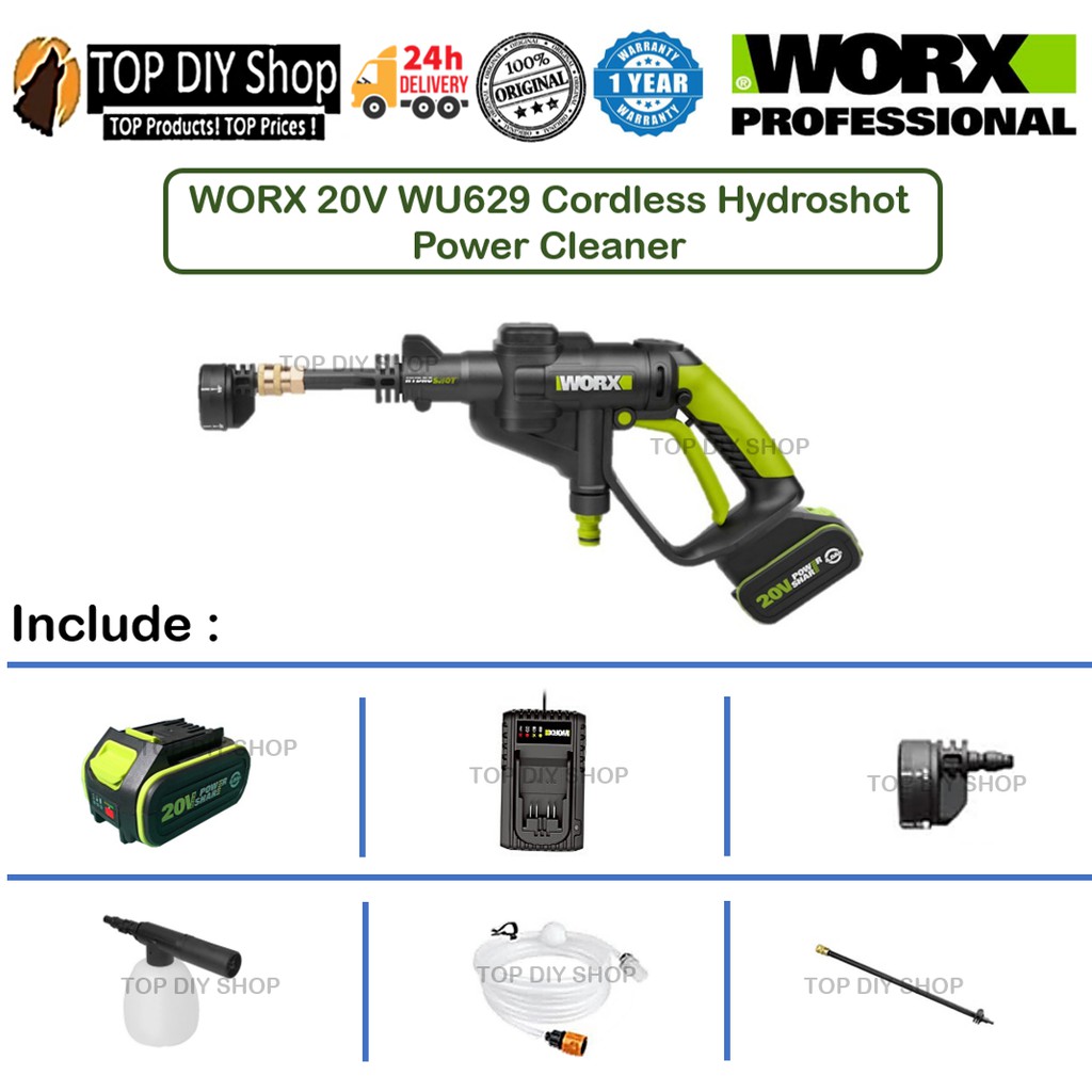 Worx 20V WU629 Cordless Hydroshot Power Cleaner Shopee Malaysia