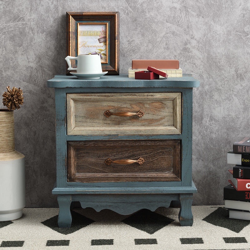 Americanstyle chest of drawers Mediterranean retro old bedside table