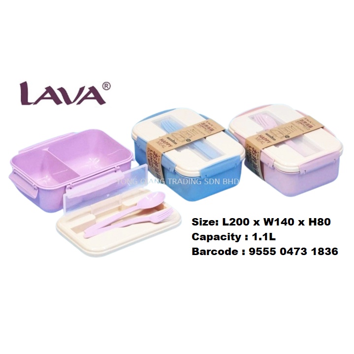 LAVA 2 Compartment Lunch Box With Spoon & Fork