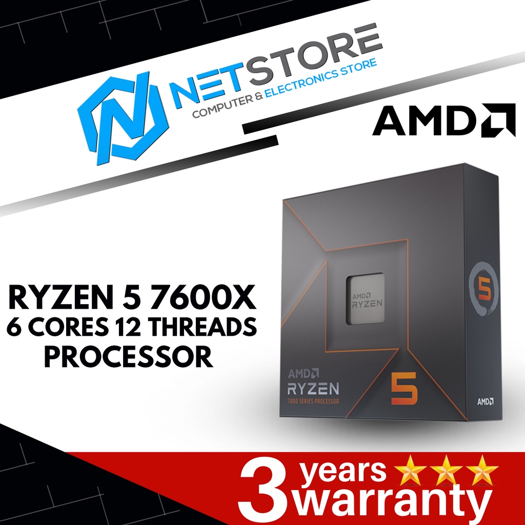 AMD RYZEN 5 7600X 6 CORES 12 THREADS PROCESSOR - 100-100000593WOF