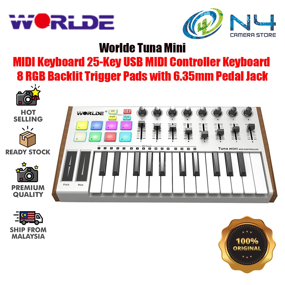 WORLDE Tuna Mini Midi Keyboard 25Key USB Midi Controller Keyboard 8