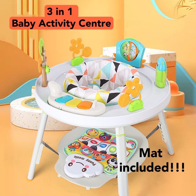 🐳Baby Activity Center Music Pedal Mat Sit Stand Play Table Rotating Play Chair Activity Centre