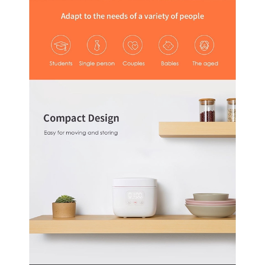 Deroma Xiaomi Smart Rice Cooker 1.6LMi Mijia LED Display (Connect App ...