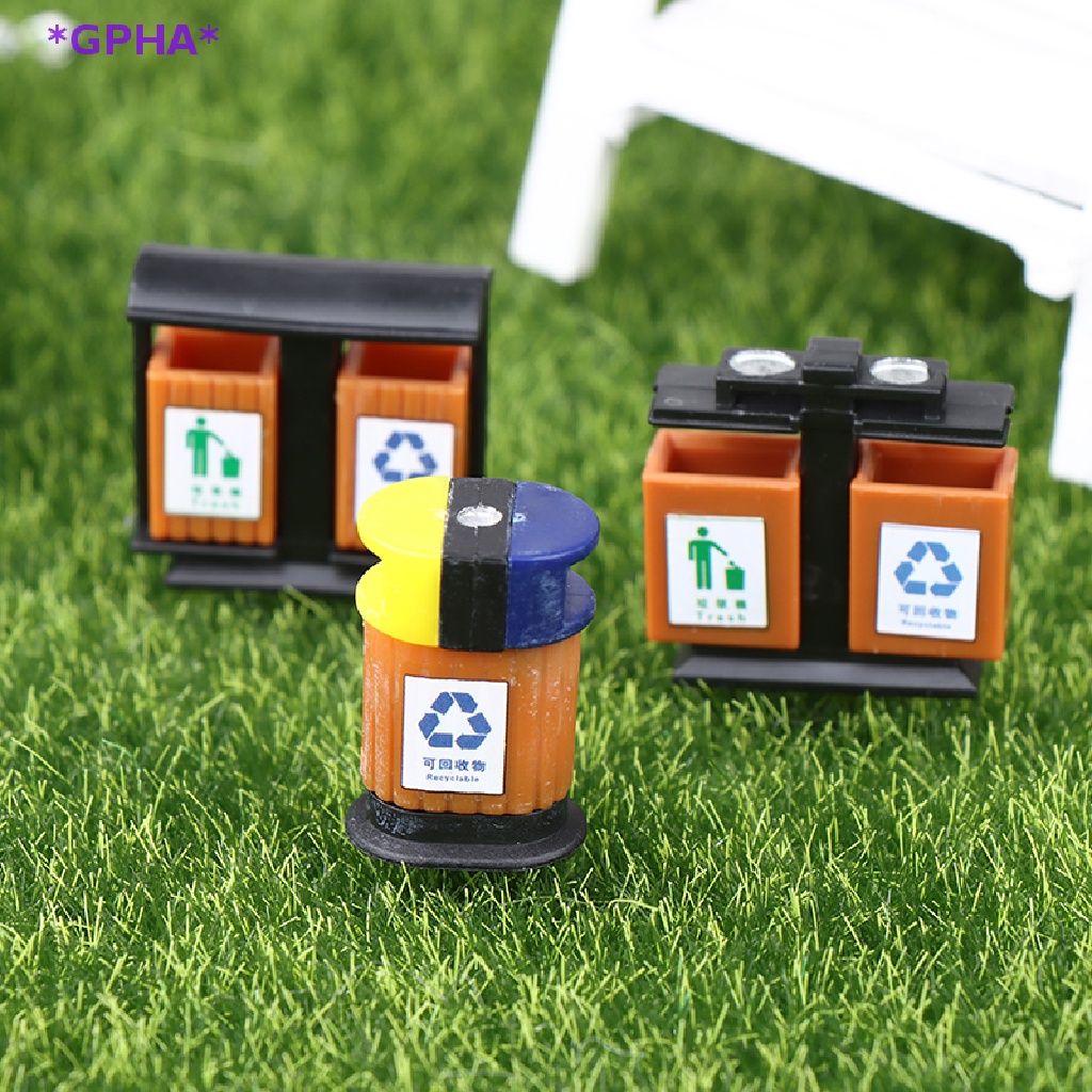 GPHA> Dollhouse Miniature Trash Can Model DIY Street Scene Garbage