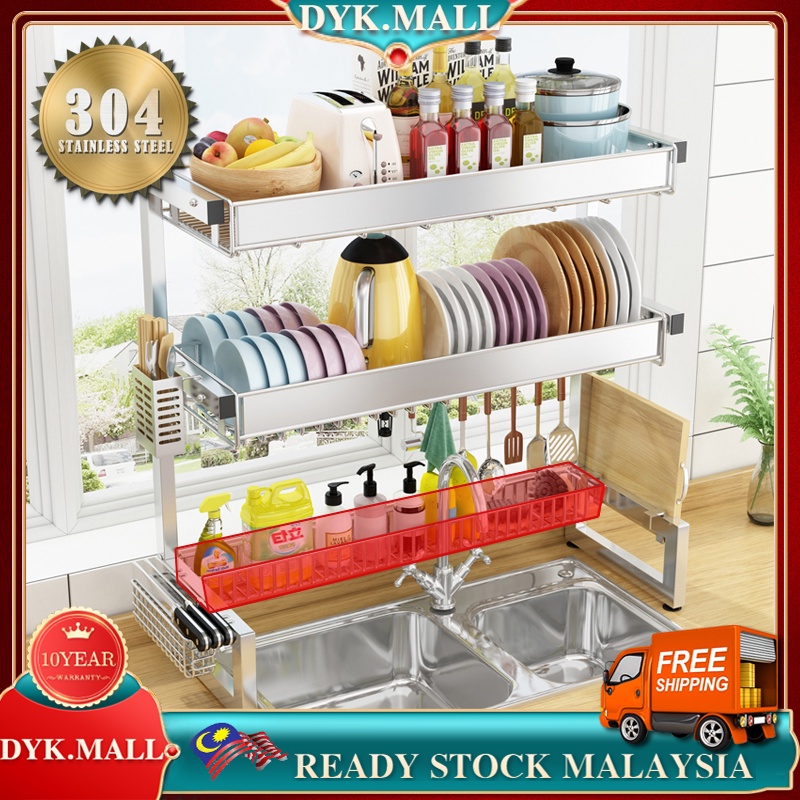 304 Stainless steel dish rack sink rack kitchen rack rak pinggan ...