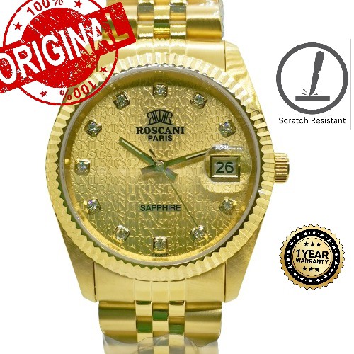 Jam Roscani Lelaki Gold Roscani Quartz | Shopee Malaysia